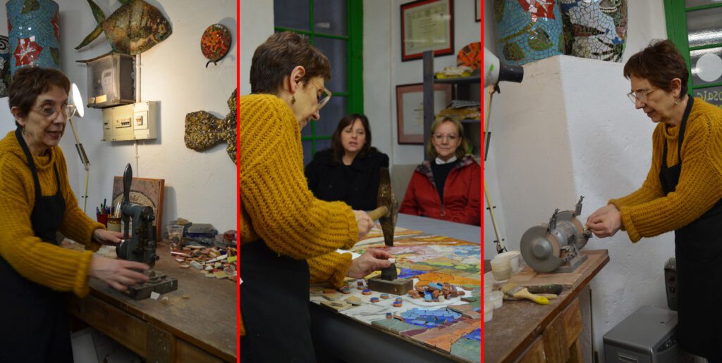 La Lívia impartint un taller al seu taller al carrer de Pere Serafí 39.